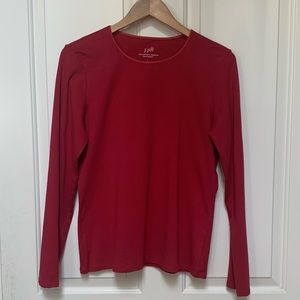 JJill satin trim long sleeve knit top